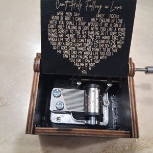 Wooden Music Box with Engraved Lyrics